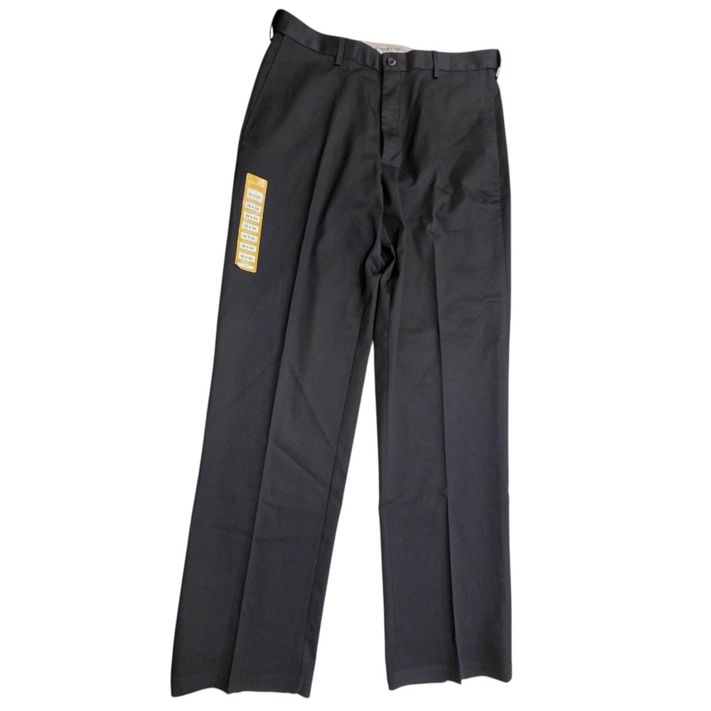 Haggar Mens Wrinkle Free Performance Khaki Pants Black Classic Fit HC01015 36x34 - Picture 3 of 10
